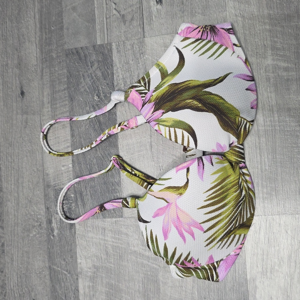 Shade & Shore • Tropical Print Bikini Top, Size Small